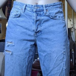 & Denim Light Wash boyfriend ripped jeans